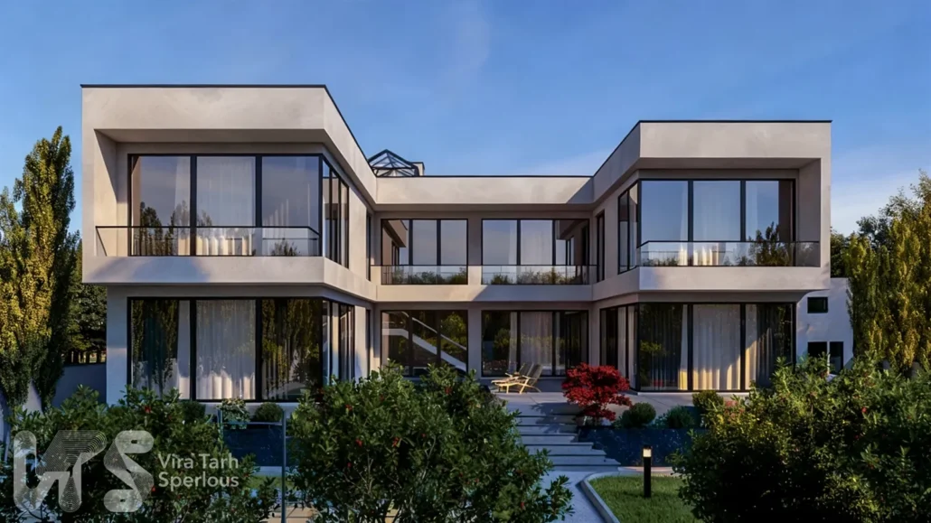 طراحی ویلا تریبلکس مدرن در باغستان نمونه کار طراحی ویلا تریبلکس مدرن در باغستان