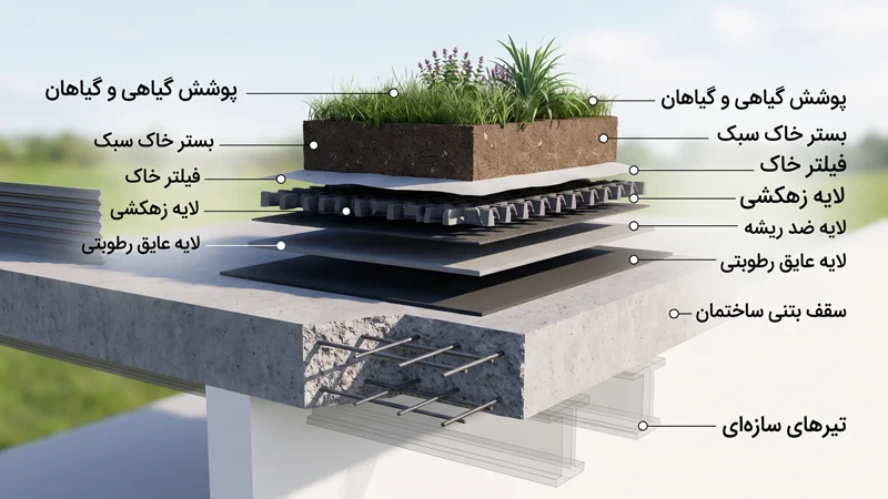 سه بعدی و در قالب یک مقطع مهندسی روف گاردن